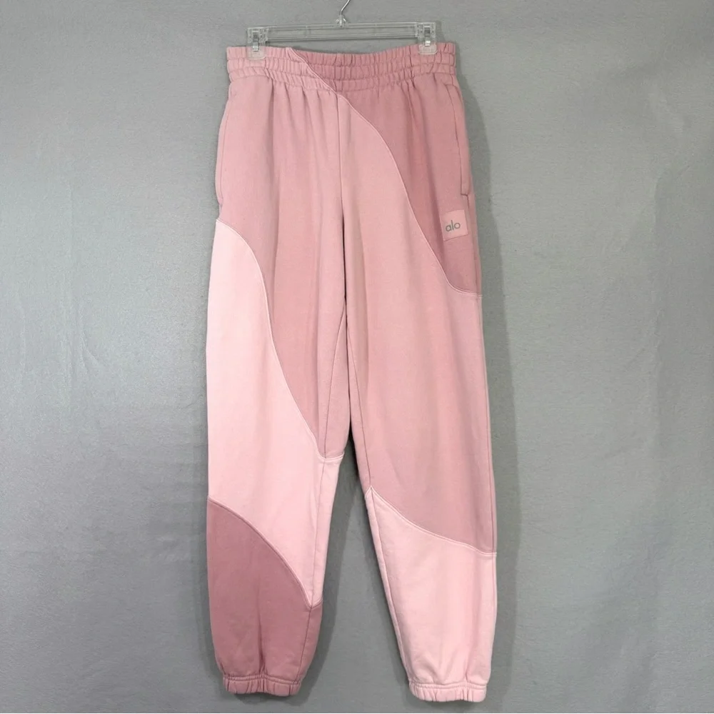 ALO Yoga Make Waves Sweatpants XS Sunset Pink Tonal Joggers Loungewear Cozy
